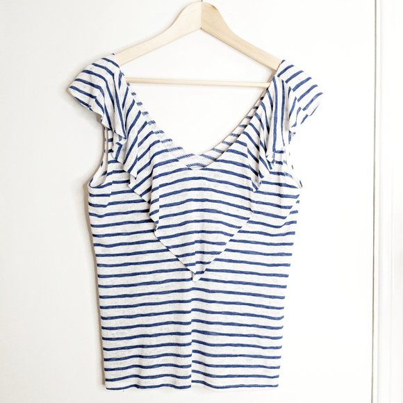 Red Haute striped ruffle top - Picture 1 of 5